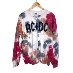 AC/DC Rock Band Graphic Tie Dye Sweatshirt Medium